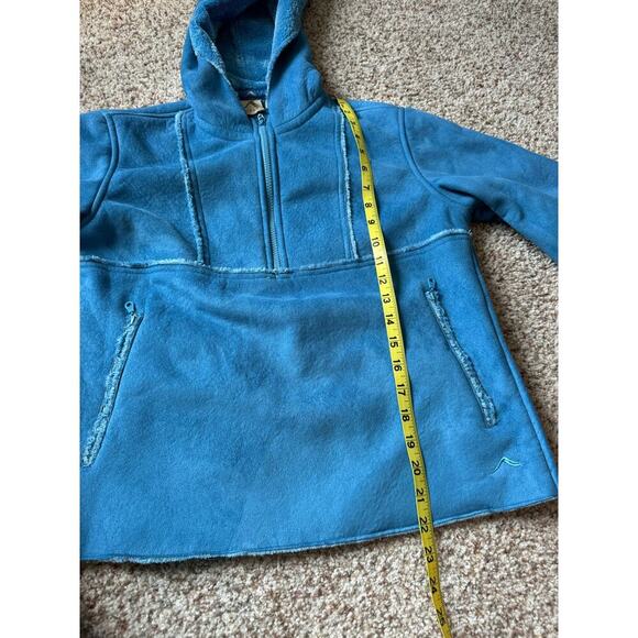 Tsunami Blue faux suede faux fur 1/2 zip pull over, sweater/jacket/coat size sm - Picture 4 of 11